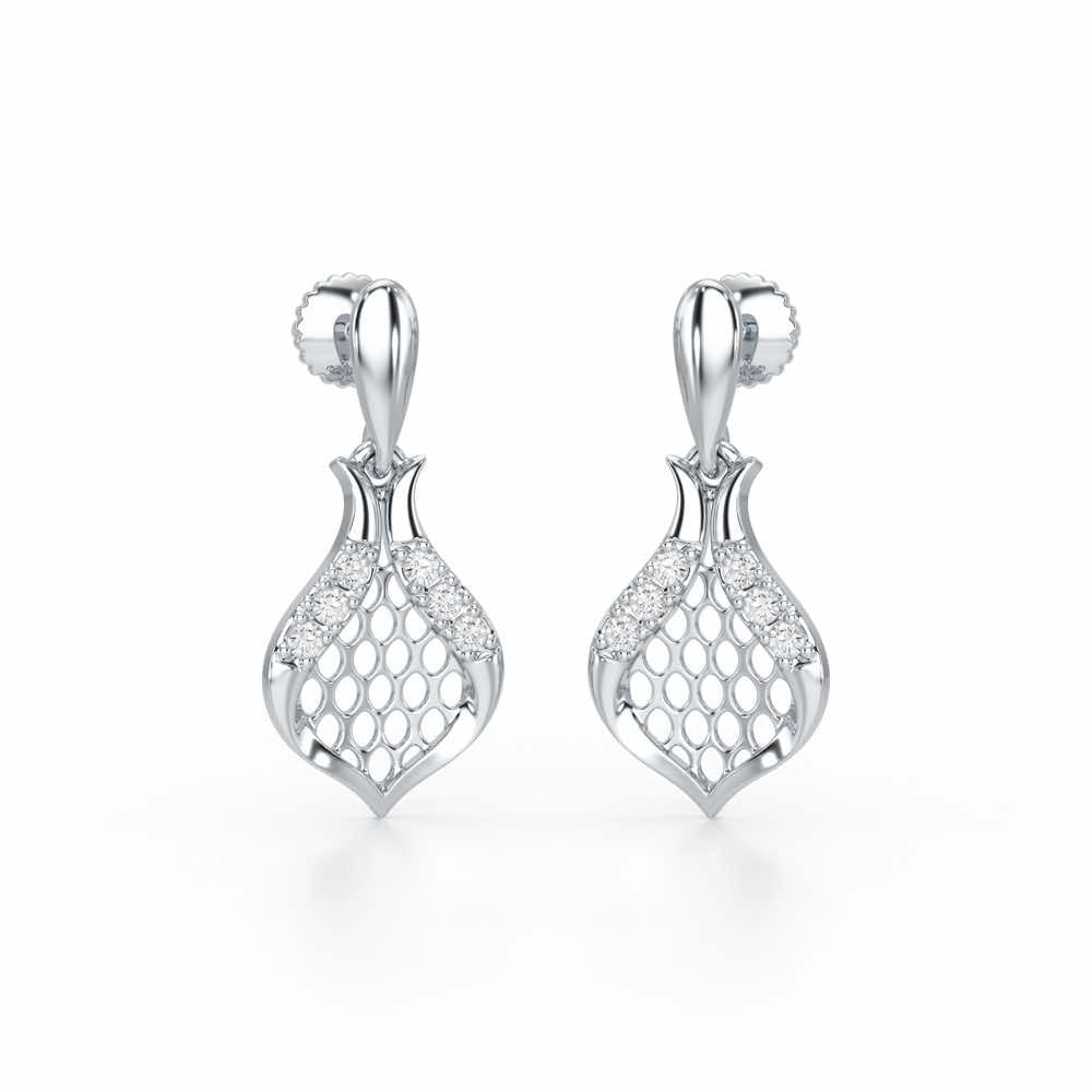 Pasha Elegance Dangler Silver Earrings - White Gold - Image 2