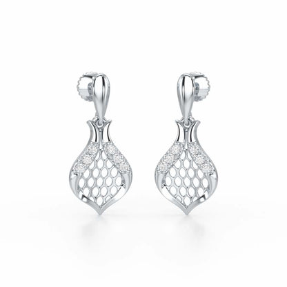 Pasha Elegance Dangler Silver Earrings - White Gold - Image 2