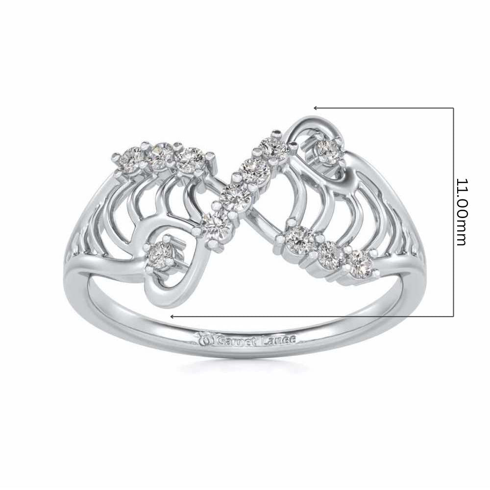 Wavy Heart Silver Ring - White Gold - Image 5