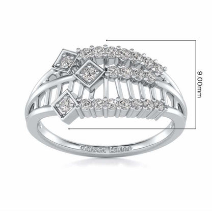 Hearty Mesh Silver Ring - White Gold - Image 5