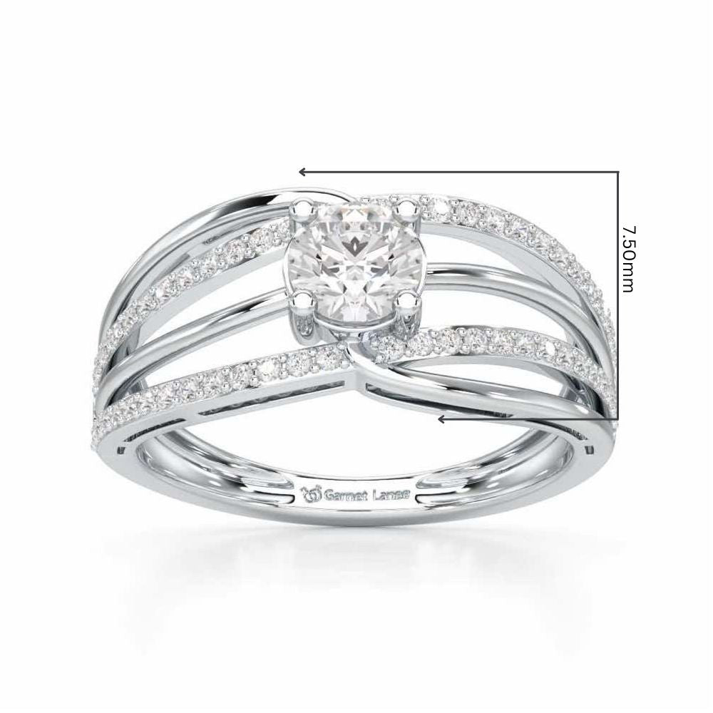 Wave of Opulence Solitaire Ring - White Gold - Image 5