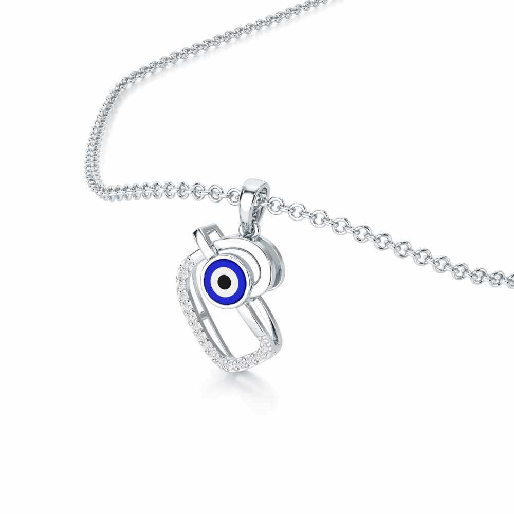 Eye of Fortune Silver Pendant - White Gold - Image 2