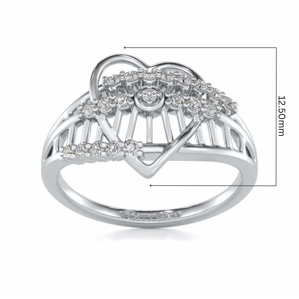 Solid Heart Silver Ring - White Gold - Image 5