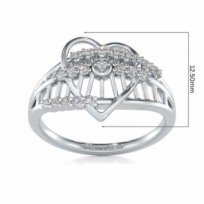Solid Heart Silver Ring - White Gold - Image 5