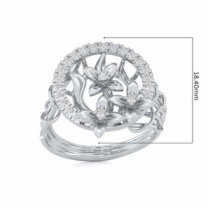 Floral Spectrum Silver Ring - White Gold - Image 5