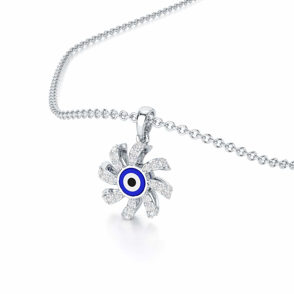 Enchanted Eye Silver Pendant - White Gold - Image 2
