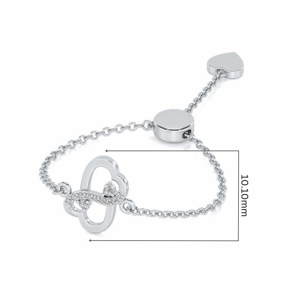 Inverted Heart Adjustable Silver Ring - White Gold - Image 5