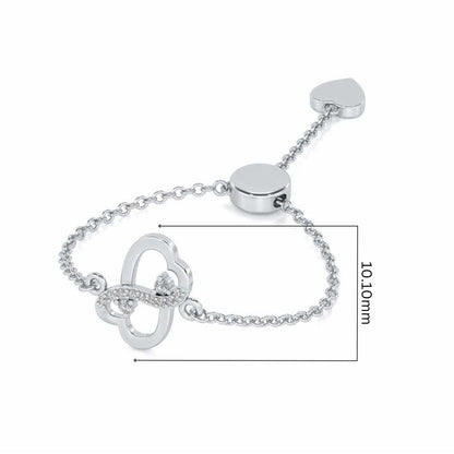 Inverted Heart Adjustable Silver Ring - White Gold - Image 5