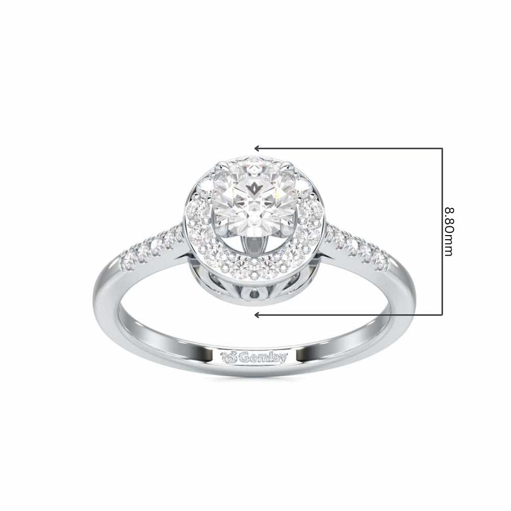Shimmering Aura Solitaire Ring - White Gold - Image 5