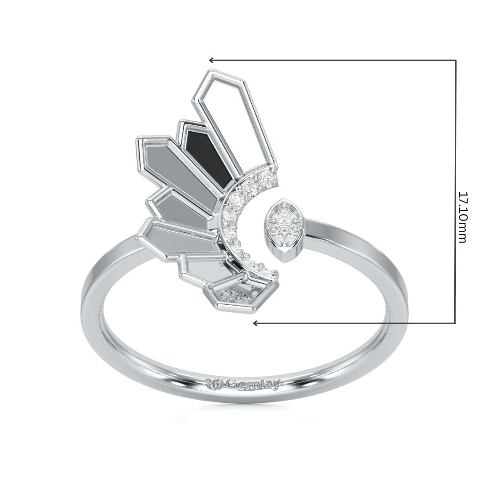 Tranquil Flame Silver Ring - White Gold - Image 5