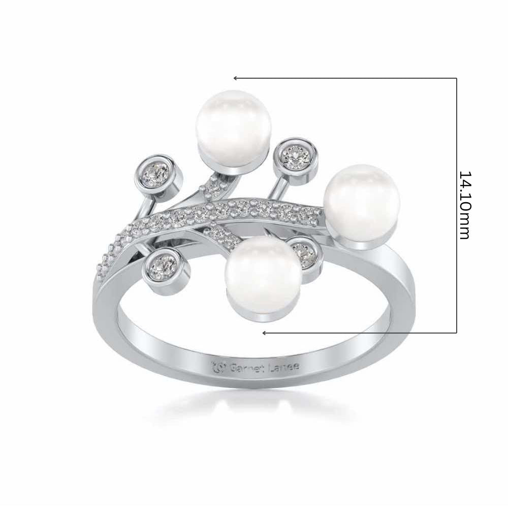 Growth Silver Pearl Ring - White Gold - Image 5