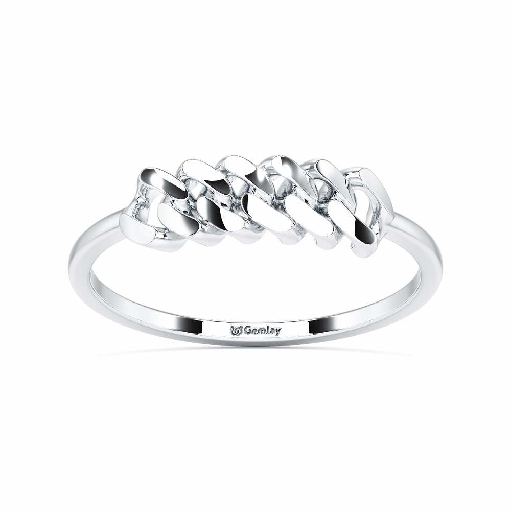 Moonlit Chain Women Ring - White Gold - Image 2