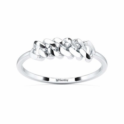 Moonlit Chain Women Ring - White Gold - Image 2