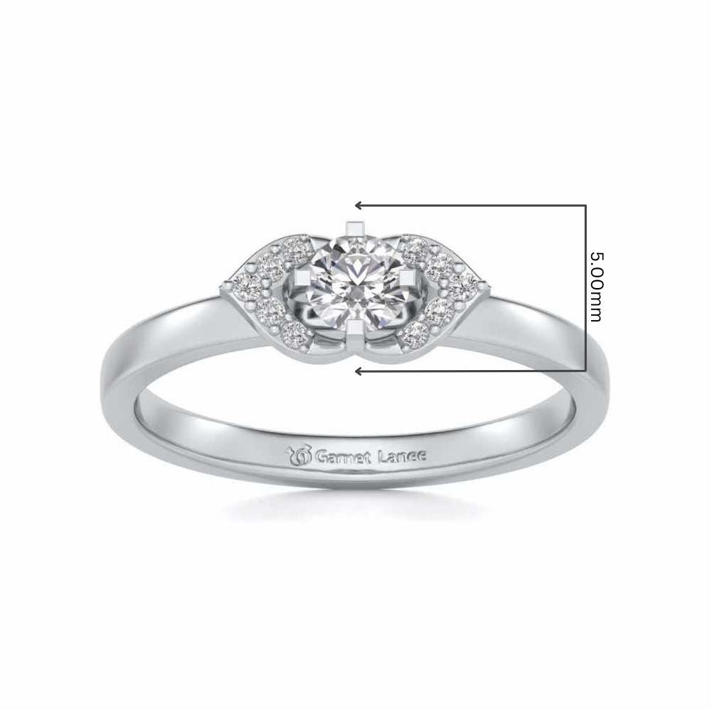 Petaled Solitaire Silver Ring - White Gold - Image 5