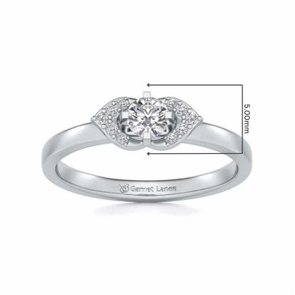 Petaled Solitaire Silver Ring - White Gold - Image 5
