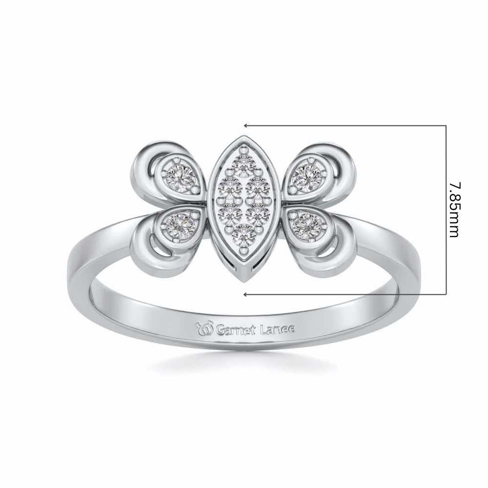 Cute Moth Silver Ring - White Gold - Image 5