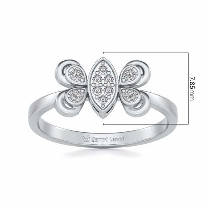 Cute Moth Silver Ring - White Gold - Image 5