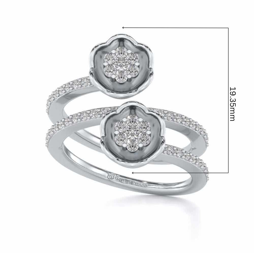 Sapling Bloom Silver Ring - White Gold - Image 5