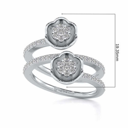 Sapling Bloom Silver Ring - White Gold - Image 5
