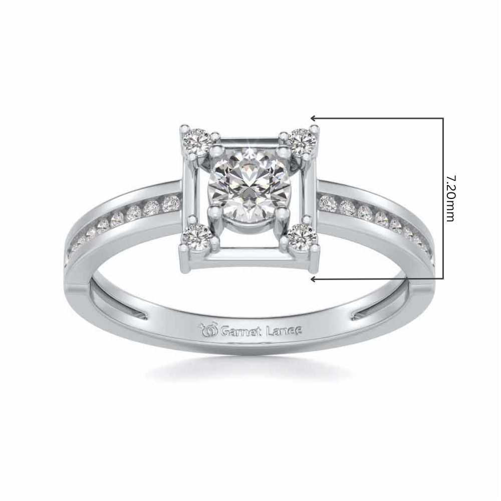 Strength Solitaire Silver Ring - White Gold - Image 5