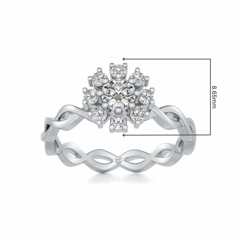 Braded Solitaire Silver Ring - White Gold - Image 5