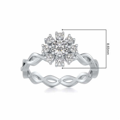 Braded Solitaire Silver Ring - White Gold - Image 5