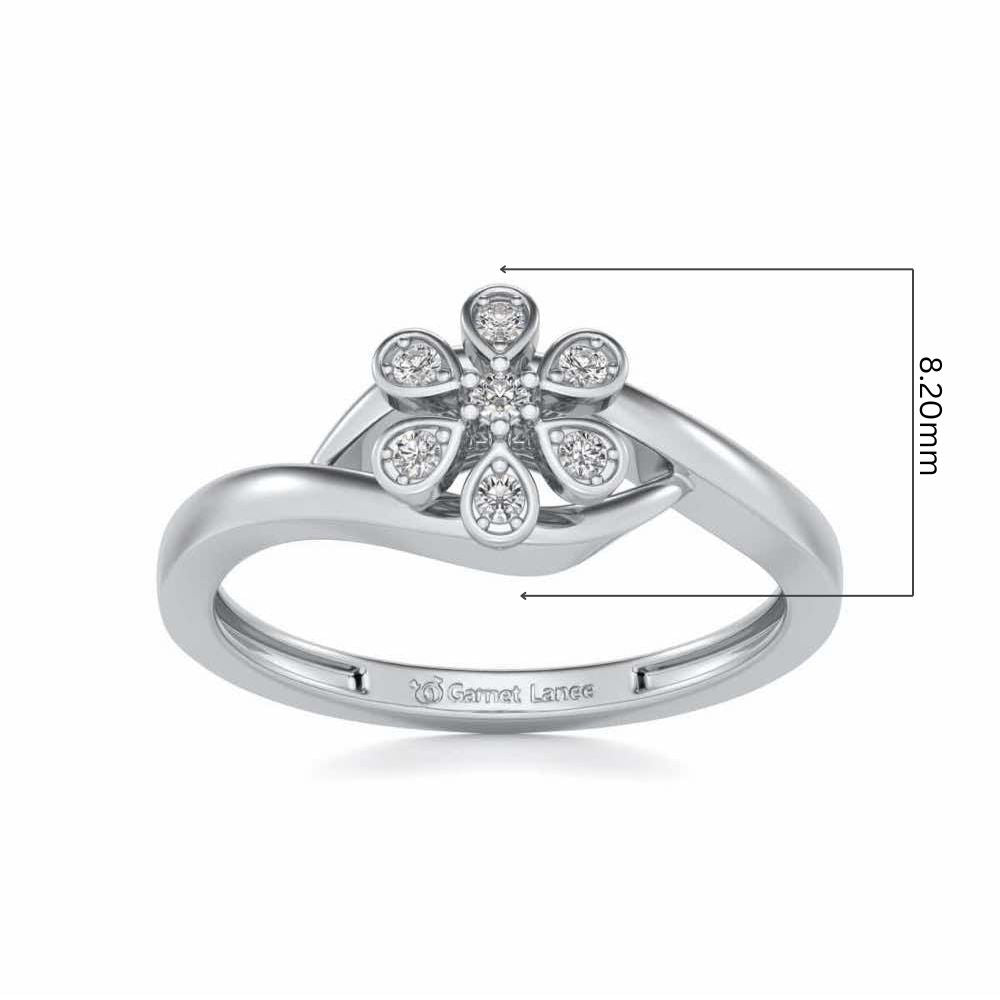 Shinny Flower Silver Ring - White Gold - Image 5