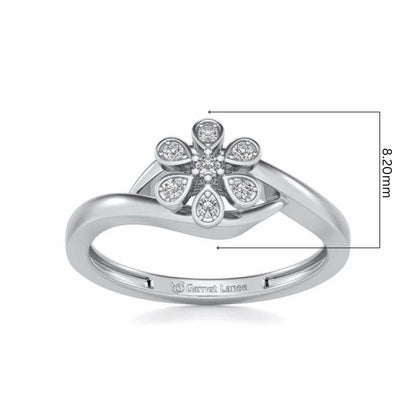 Shinny Flower Silver Ring - White Gold - Image 5