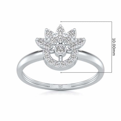 Round Shine Silver Ring - White Gold - Image 5