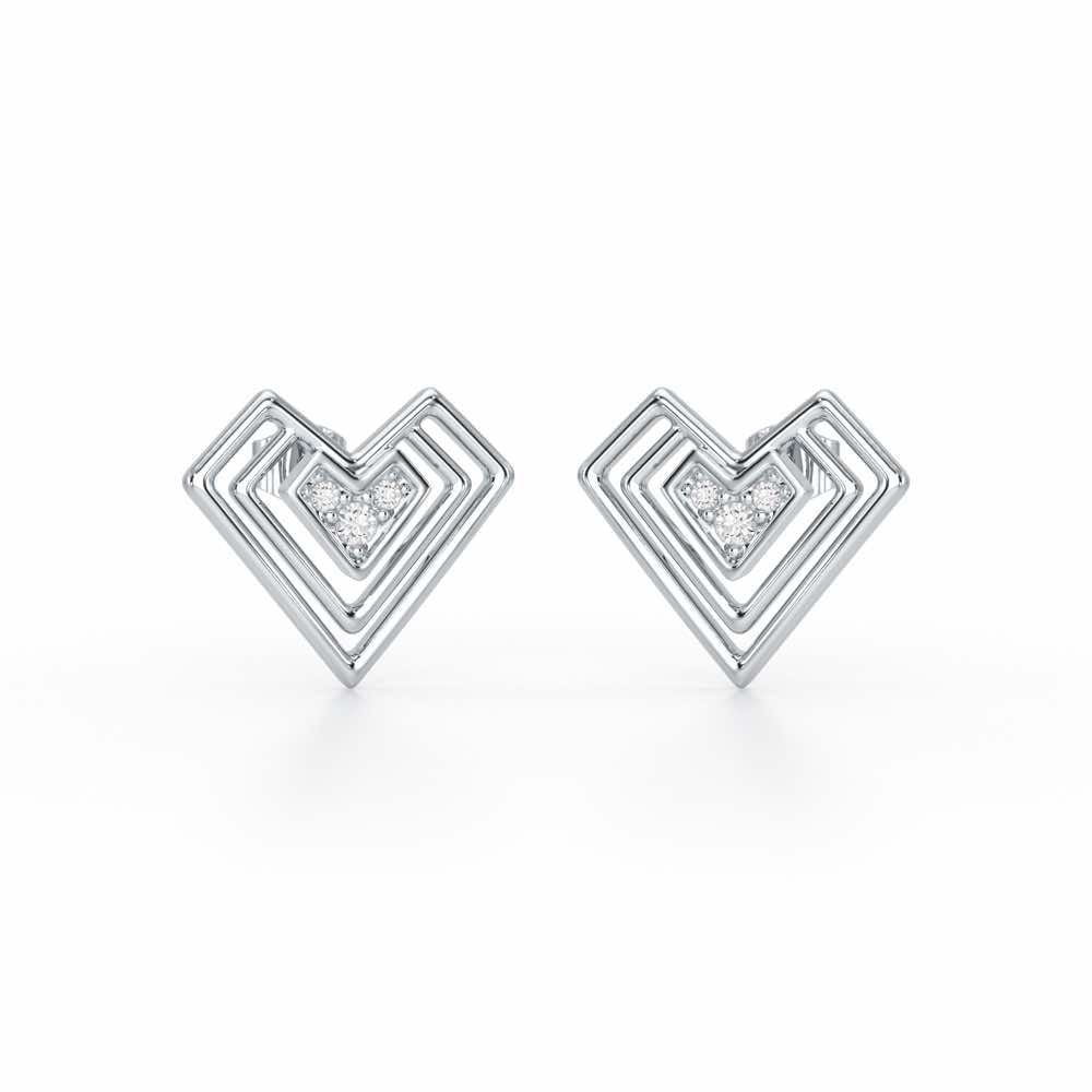 Perfect Pointers Silver Earring Studs - White Gold - Image 2