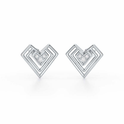 Perfect Pointers Silver Earring Studs - White Gold - Image 2