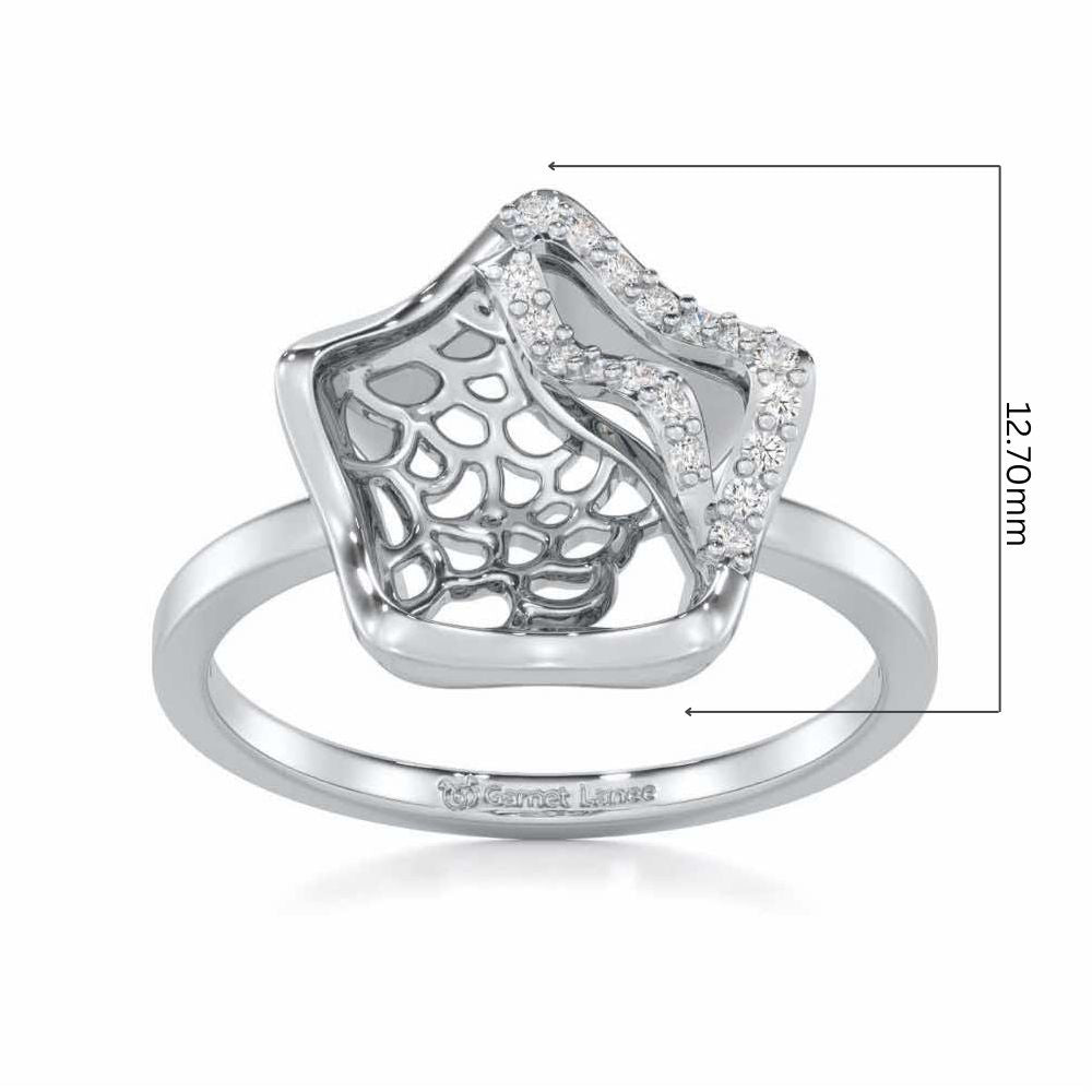 Water Bloom Silver Ring - White Gold - Image 5