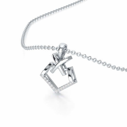 Cross Glow Silver Pendant - White Gold - Image 2