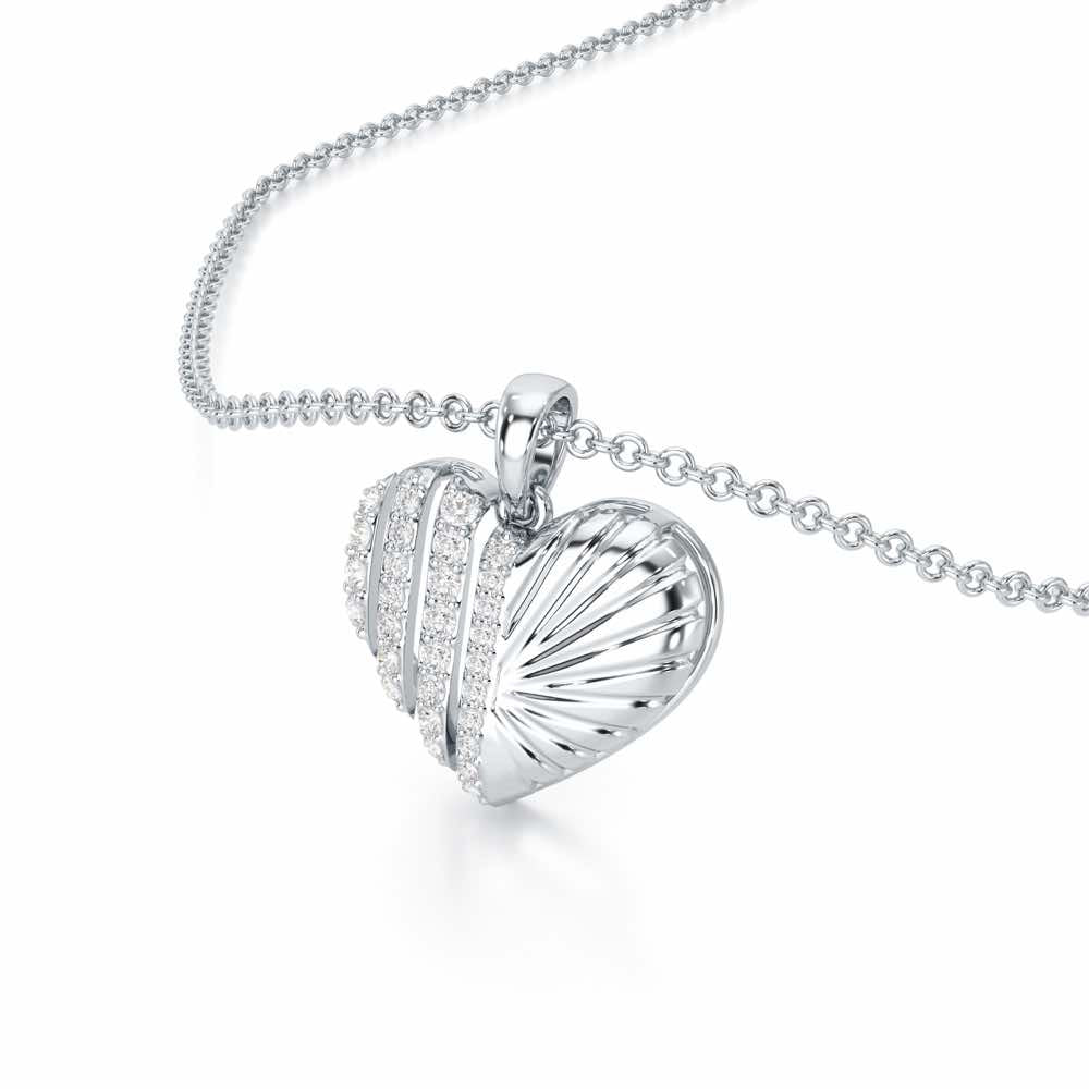 Heart Grace Silver Pendant - White Gold - Image 2
