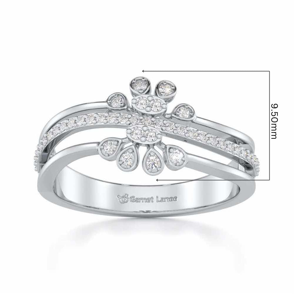 Wave Bloom Silver Ring - White Gold - Image 5