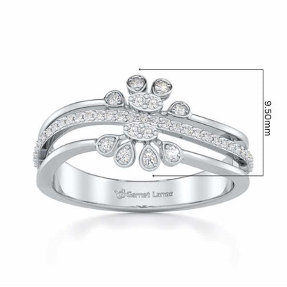 Wave Bloom Silver Ring - White Gold - Image 5