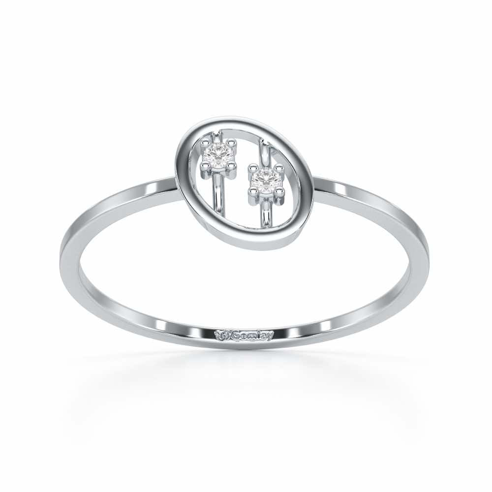 Twin Shine Silver Ring - White Gold - Image 2