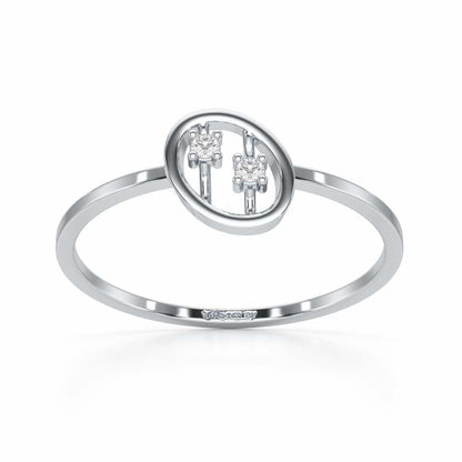 Twin Shine Silver Ring - White Gold - Image 2