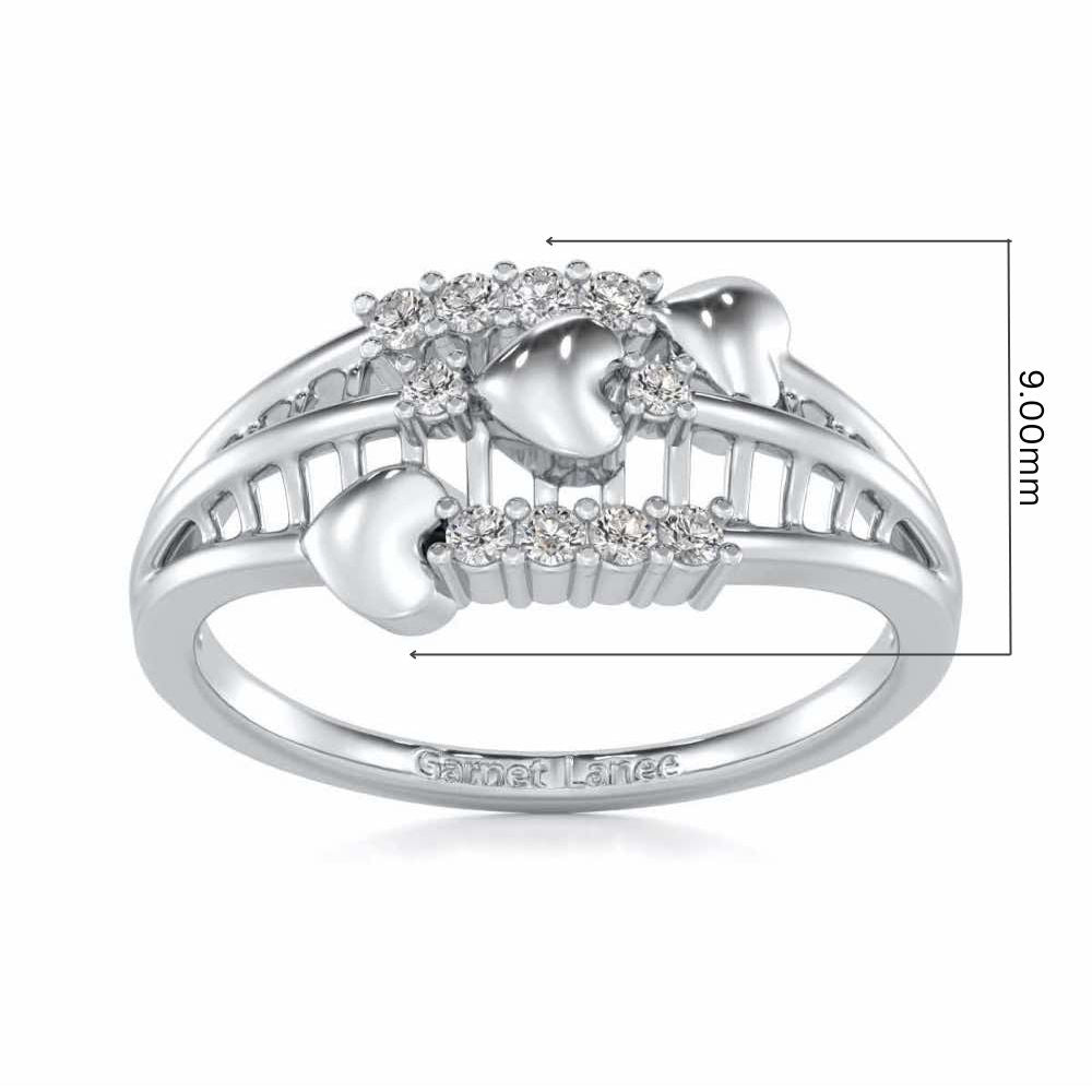 Heart Tracery Silver Ring - White Gold - Image 5