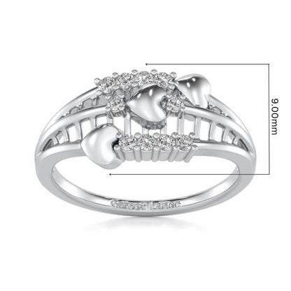 Heart Tracery Silver Ring - White Gold - Image 5