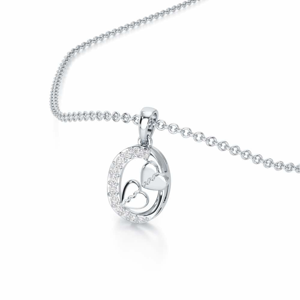 Hearts Of Gleam Silver Pendant - White Gold - Image 2