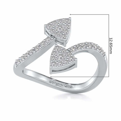 Inverted Arrows Silver Ring - White Gold - Image 5