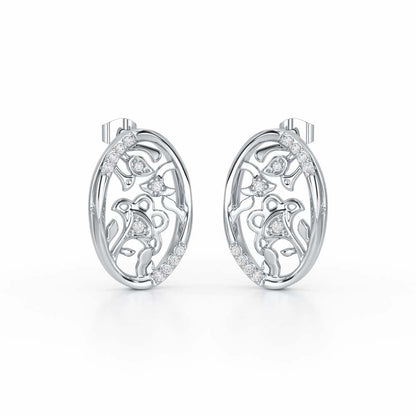 Ornate Glow Silver Earring Studs - White Gold - Image 2