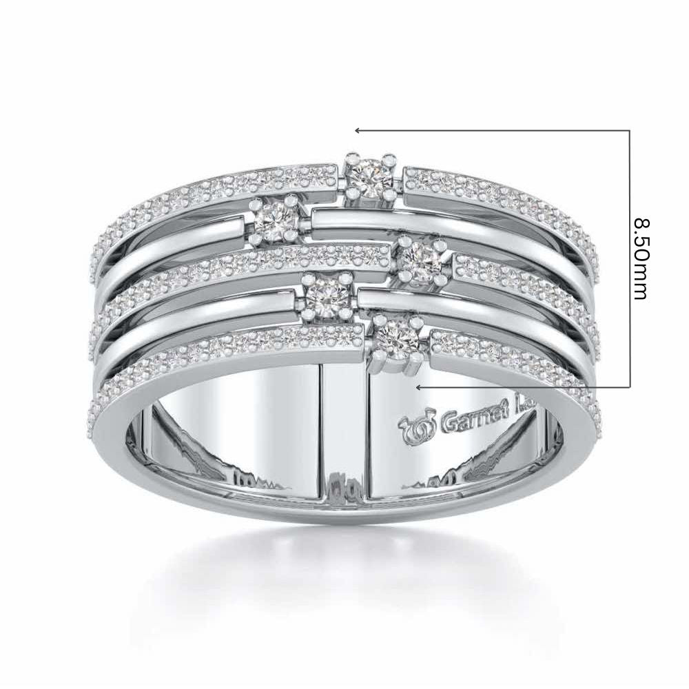 Shimmer Stack Silver Band Ring - White Gold - Image 5
