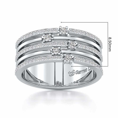 Shimmer Stack Silver Band Ring - White Gold - Image 5