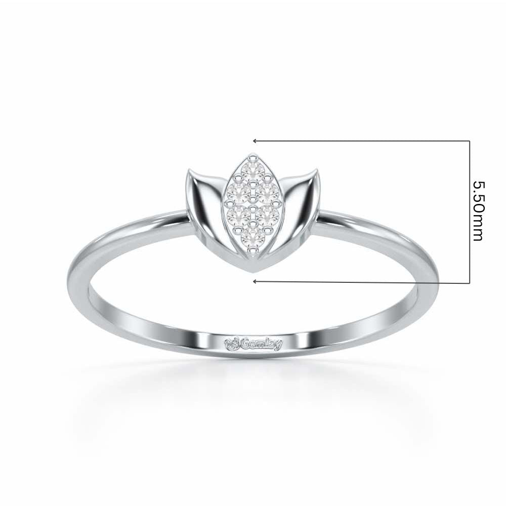 Sparkle Bud Silver Ring - White Gold - Image 5