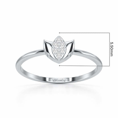 Sparkle Bud Silver Ring - White Gold - Image 5