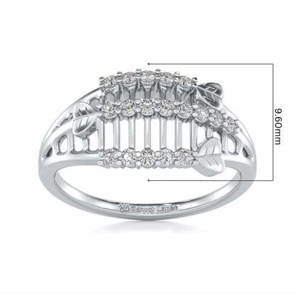 Heart Ladder Silver Ring - White Gold - Image 5