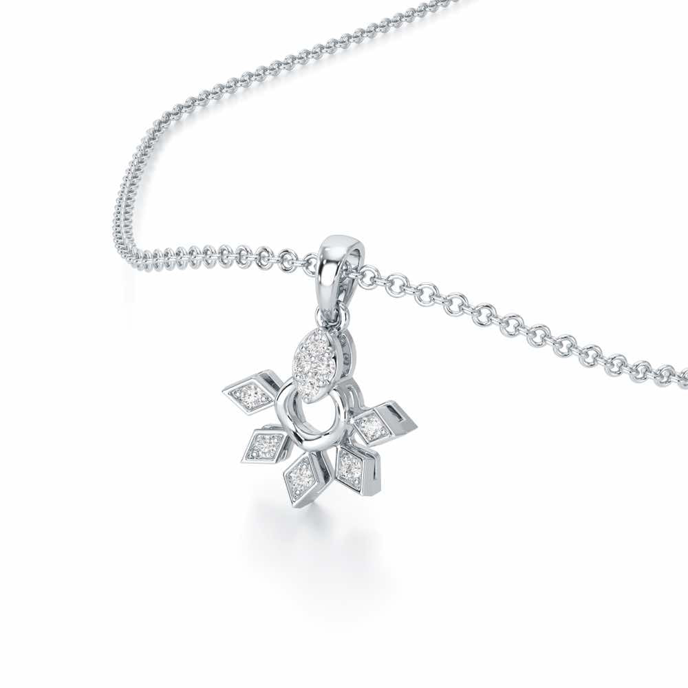 Luxe Halo Silver Pendant - White Gold - Image 2