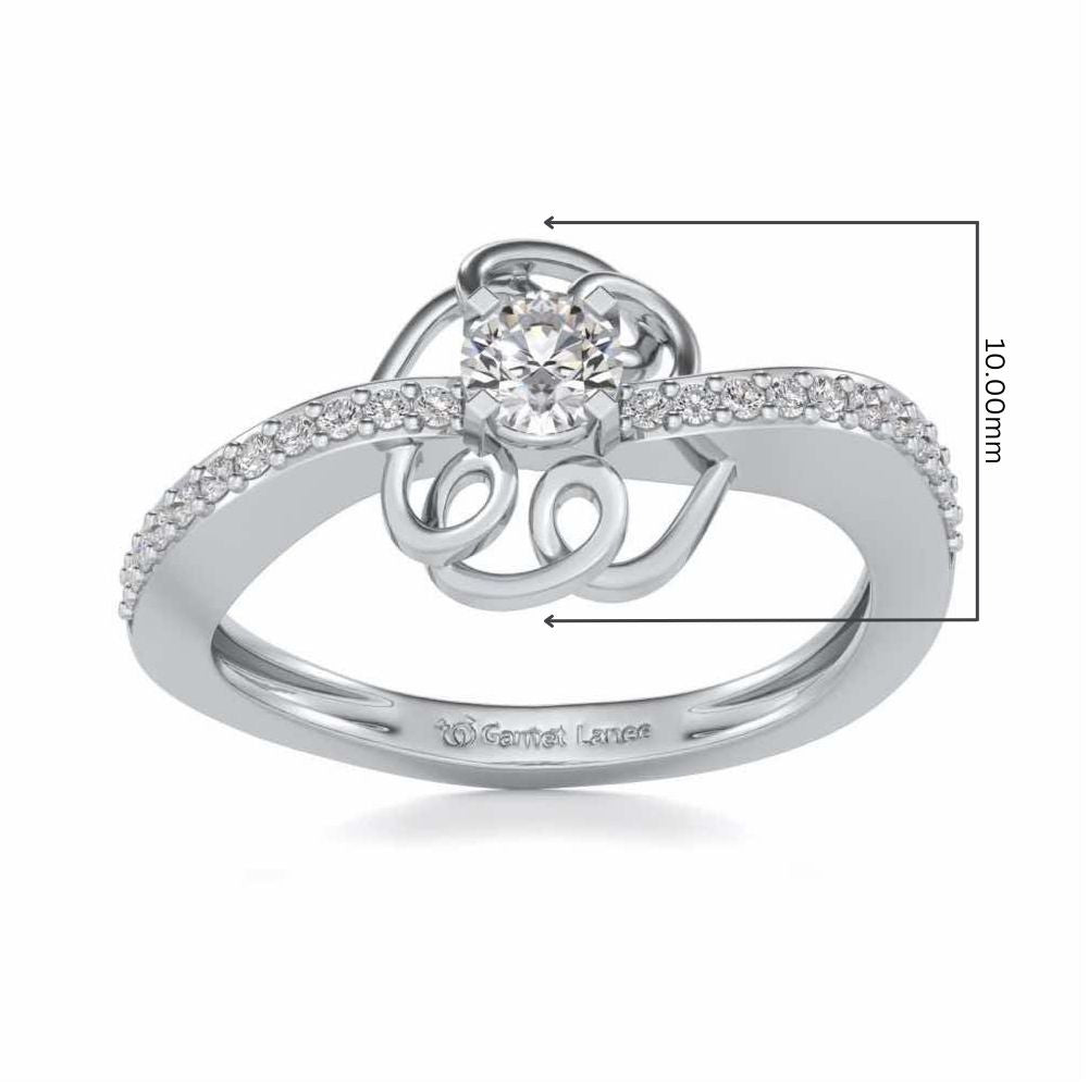 Wired Flora Solitaire Silver Ring - White Gold - Image 5